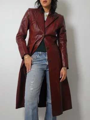 1970's Oxblood Leather Trench Coat