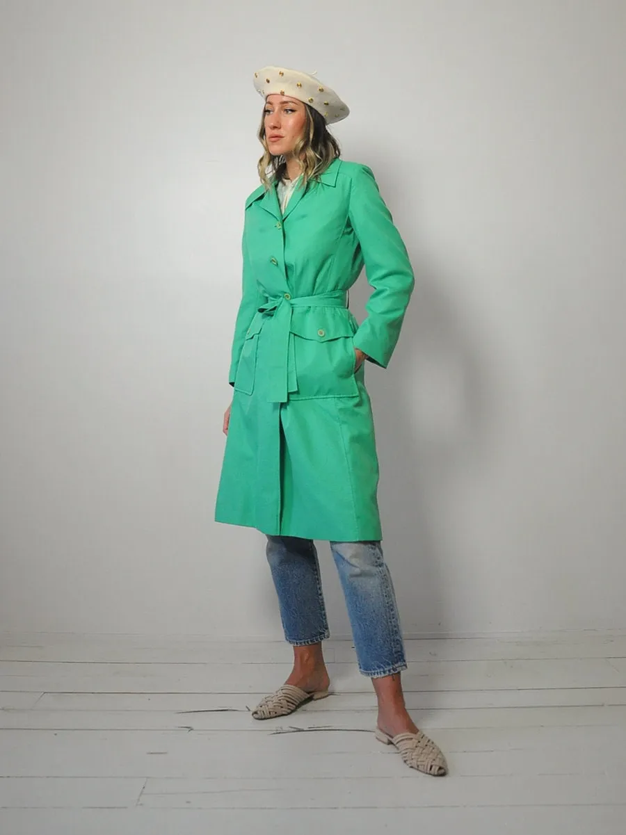 1970's Spring Green Trench Coat