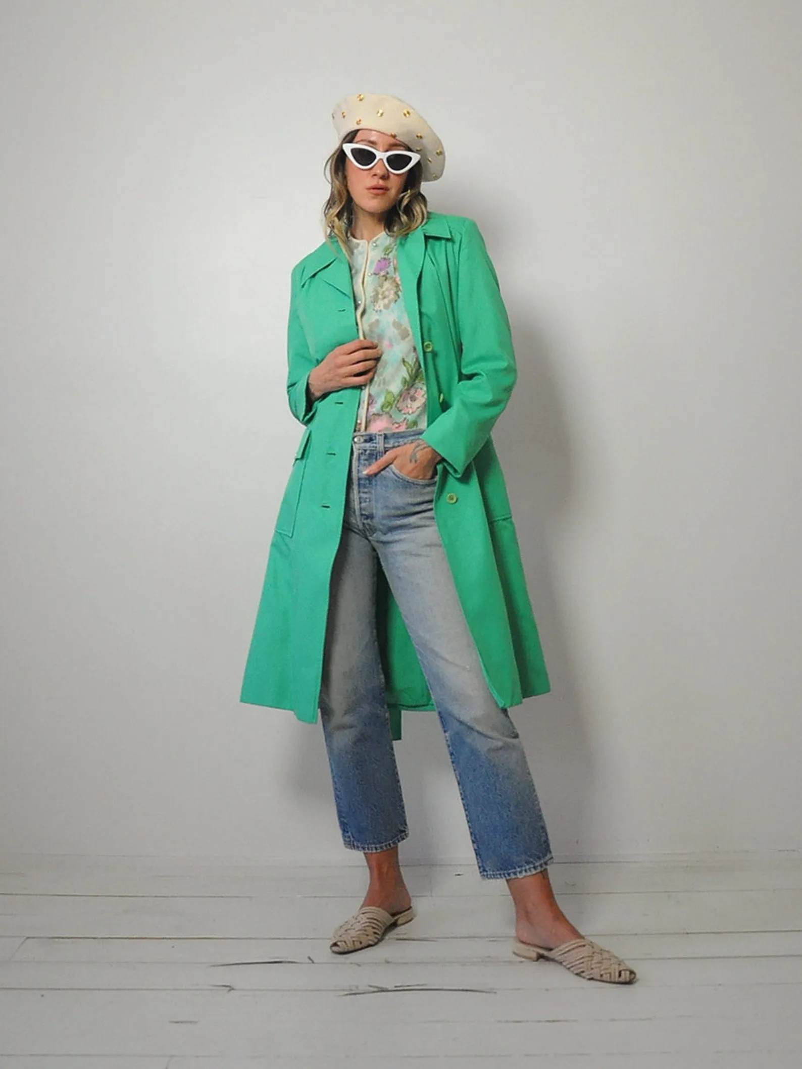 1970's Spring Green Trench Coat