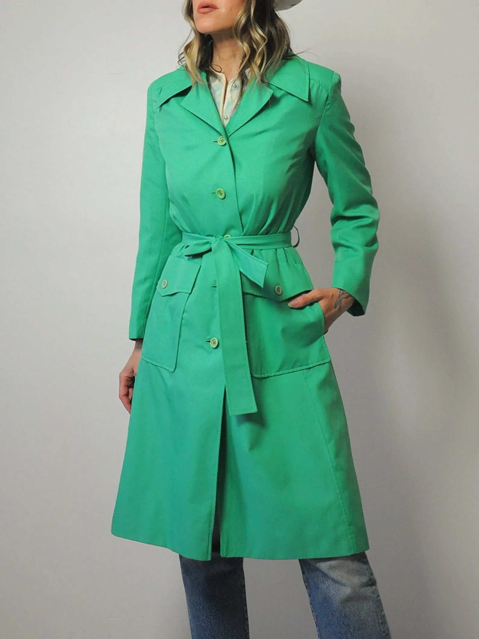 1970's Spring Green Trench Coat