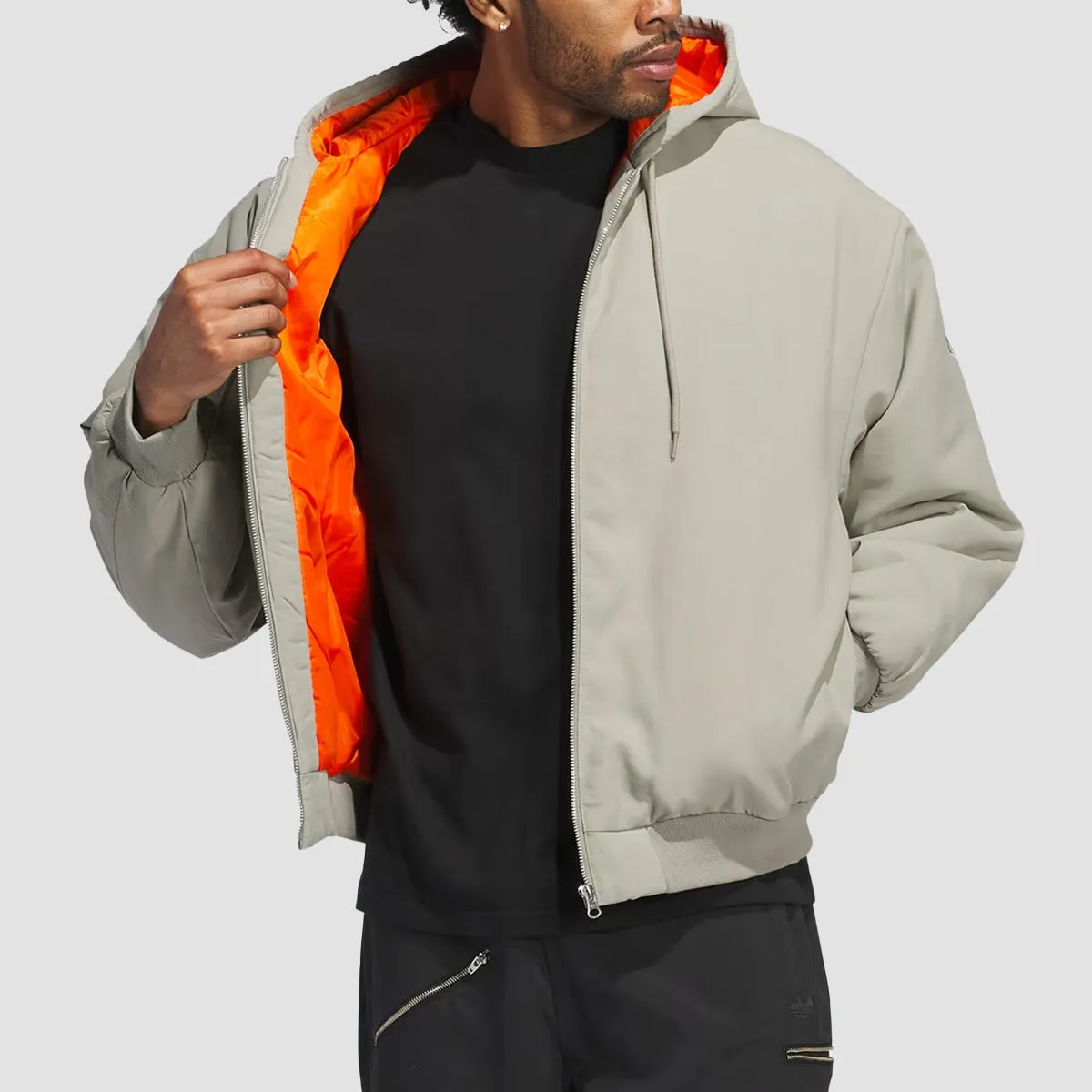 adidas Shmoofoil Nylon Canvas Jacket Silver Pebble/Collegiate Orange