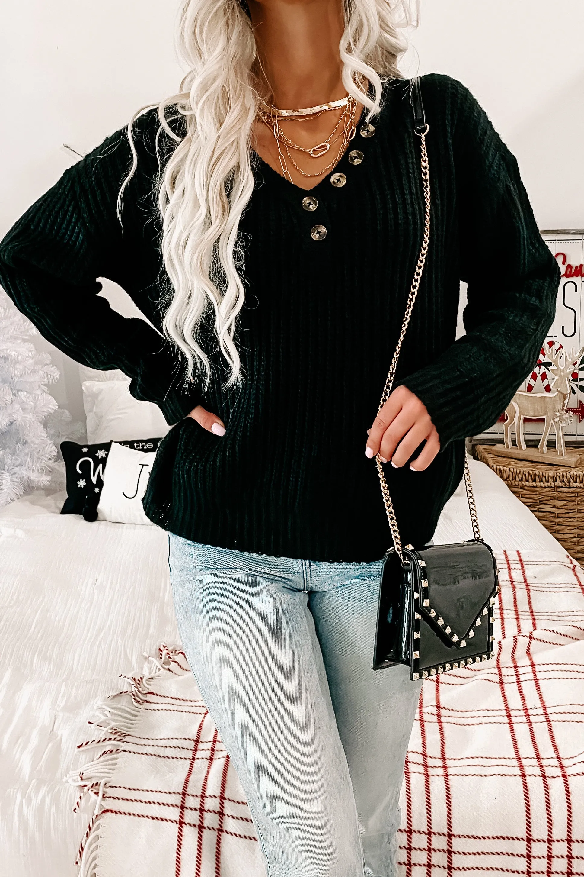 Always Trusting V-Neck Sweater (Black)