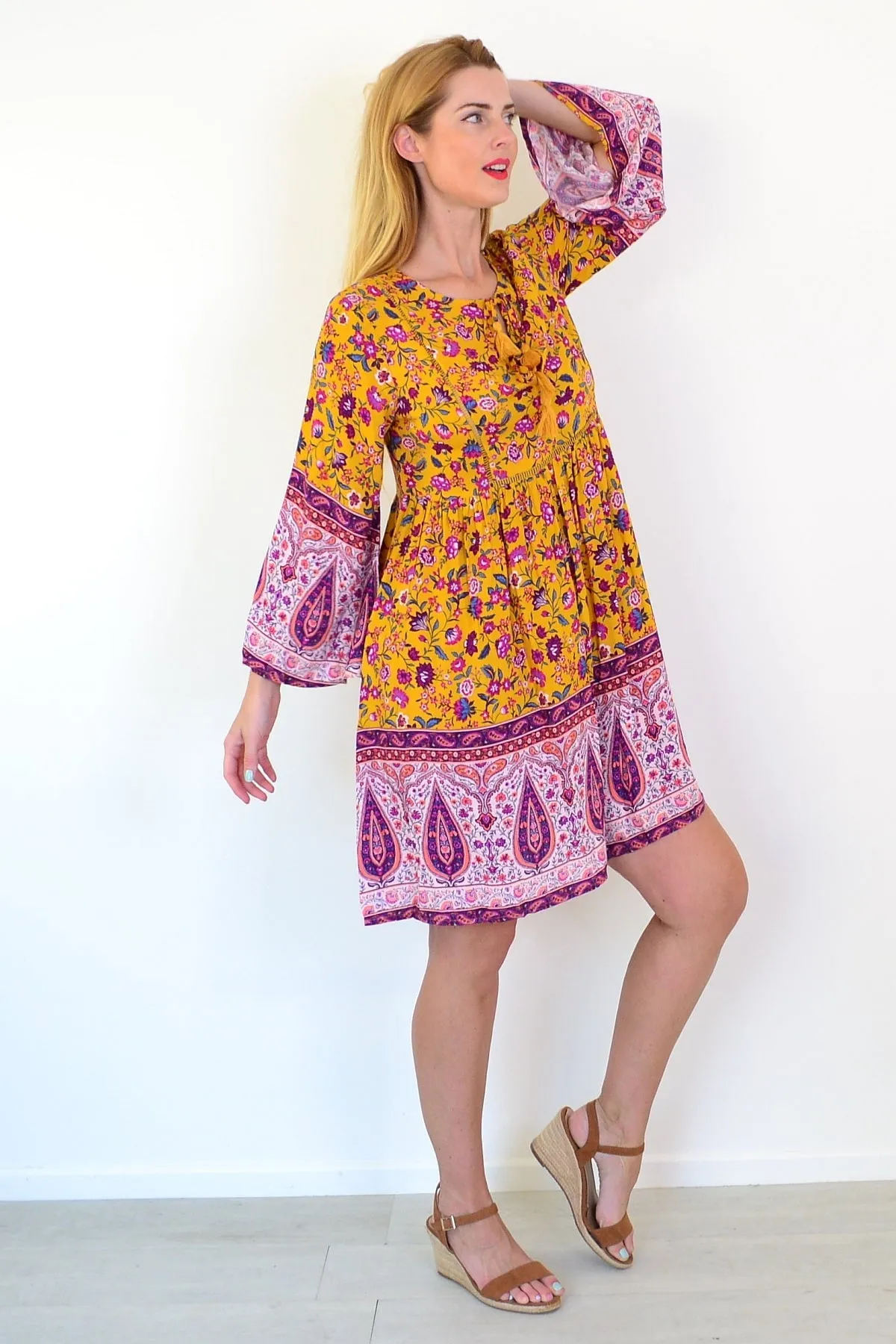 Amelia Mustard Bohemain Dress