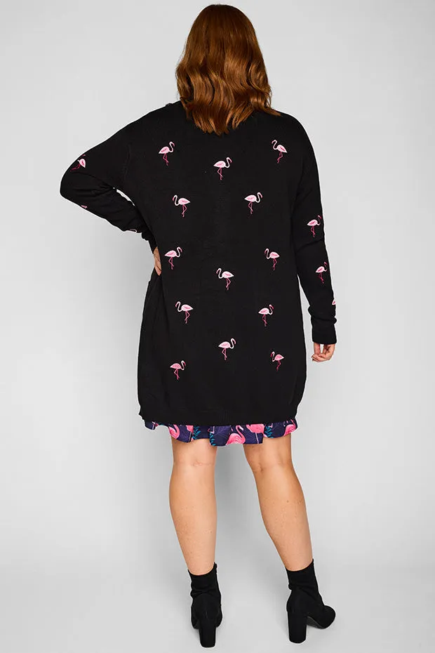 Angela Black Flamingo Cardi