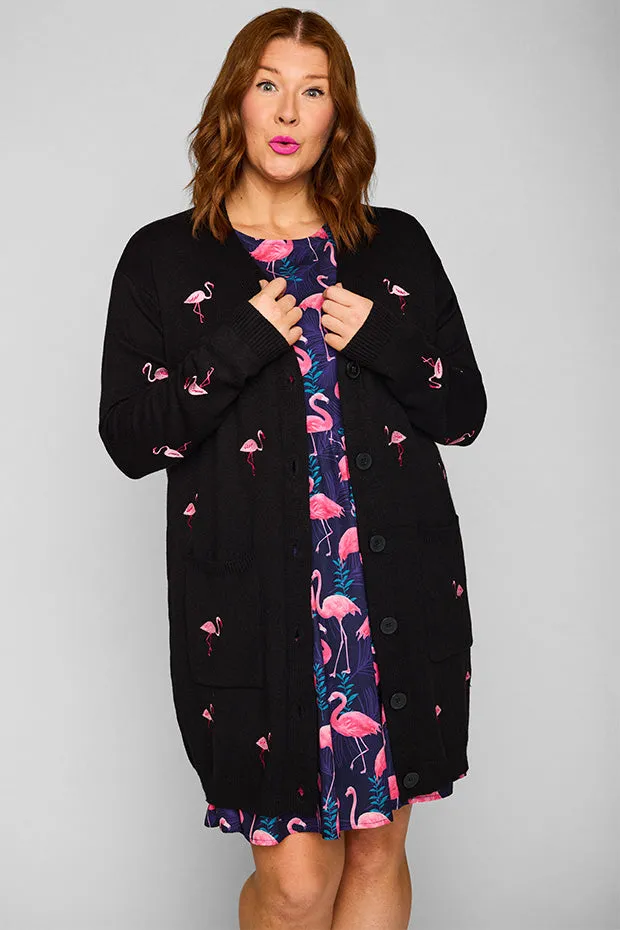 Angela Black Flamingo Cardi