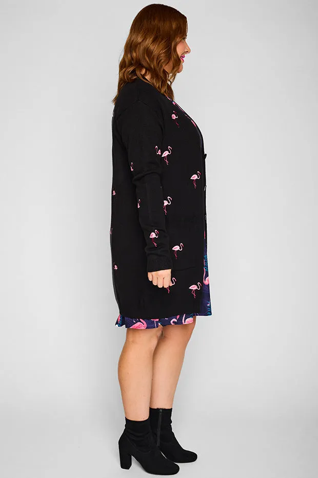 Angela Black Flamingo Cardi