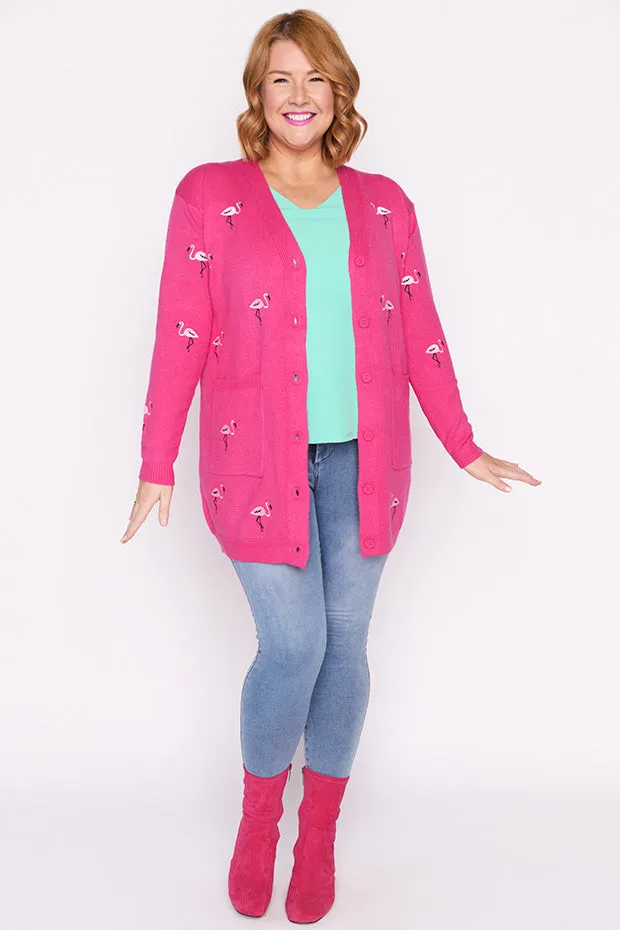 Angela Pink Flamingo Cardi