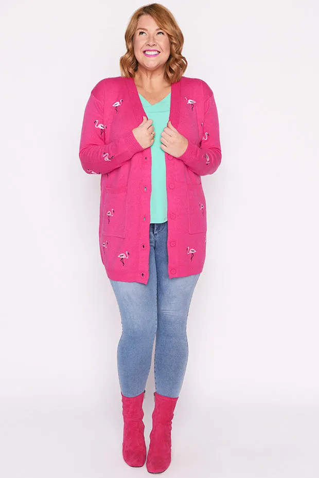 Angela Pink Flamingo Cardi