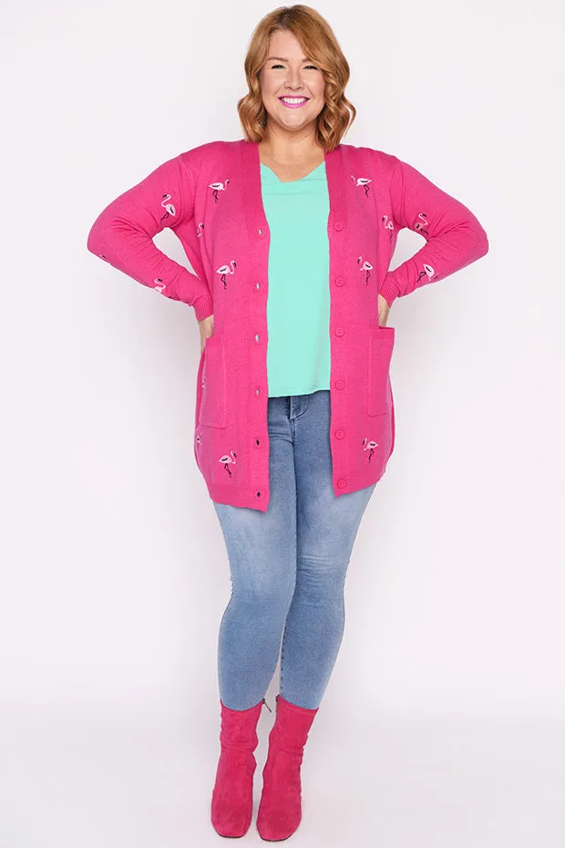 Angela Pink Flamingo Cardi