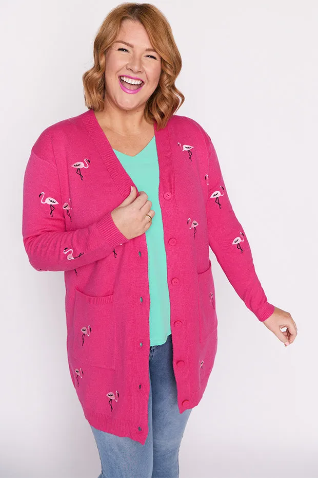 Angela Pink Flamingo Cardi