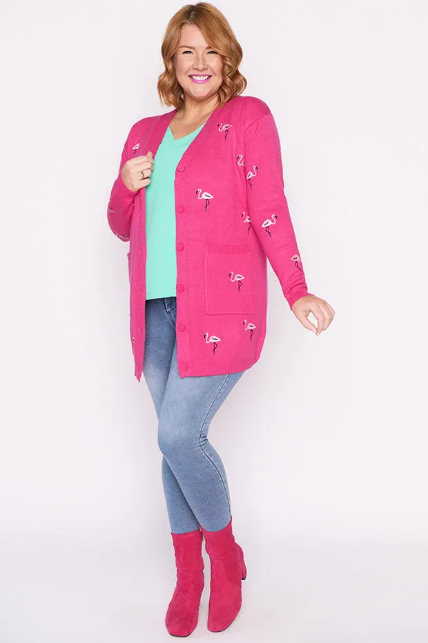 Angela Pink Flamingo Cardi