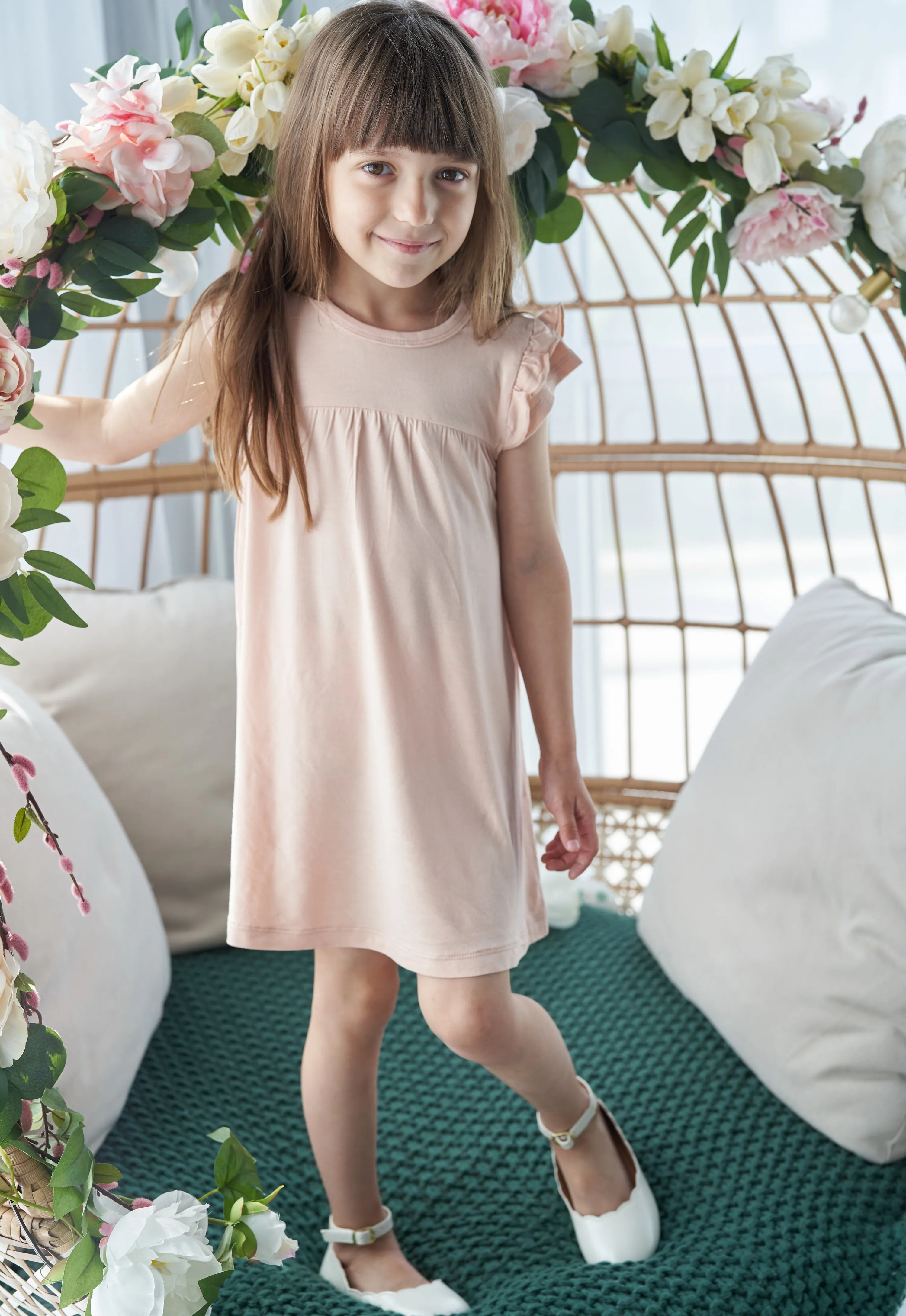 Bamboo Double Sleeve Ruffle Dress with Bloomer (Blossom)