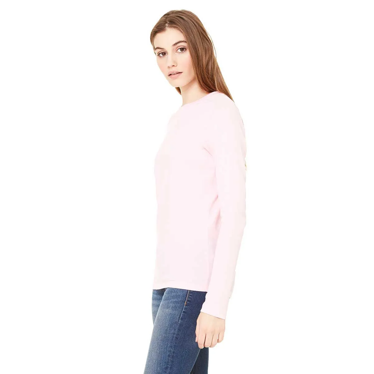 Bella   Canvas Women's Pink Jersey Long-Sleeve T-Shirt