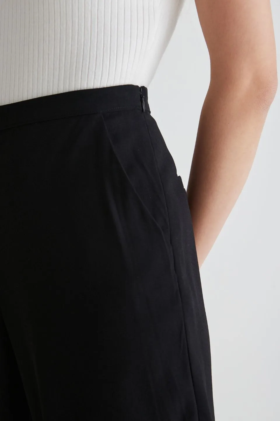 Best Life Black Soft Crepe Wide Leg Pant