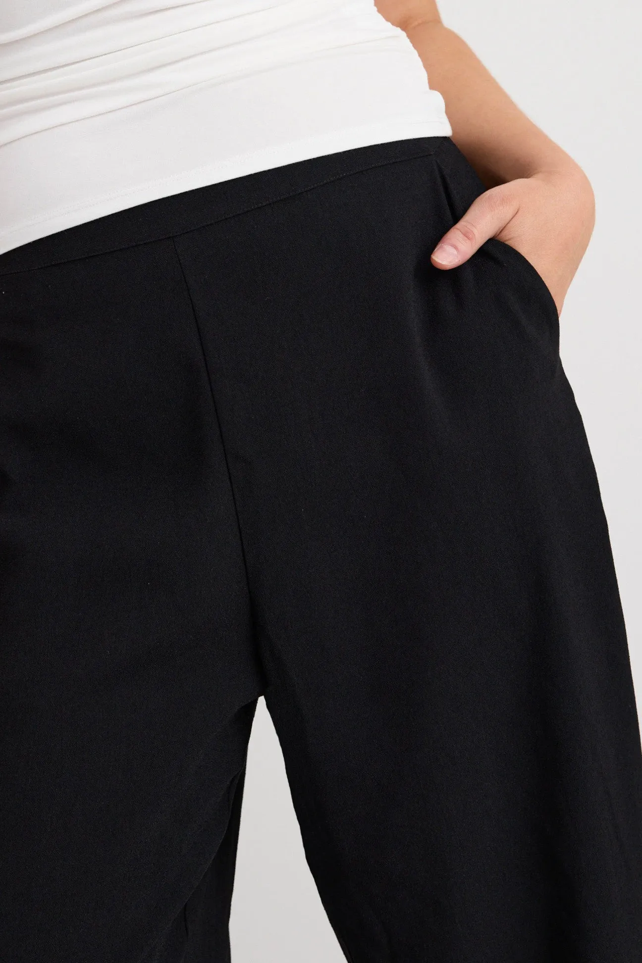 Best Life Black Soft Crepe Wide Leg Pant