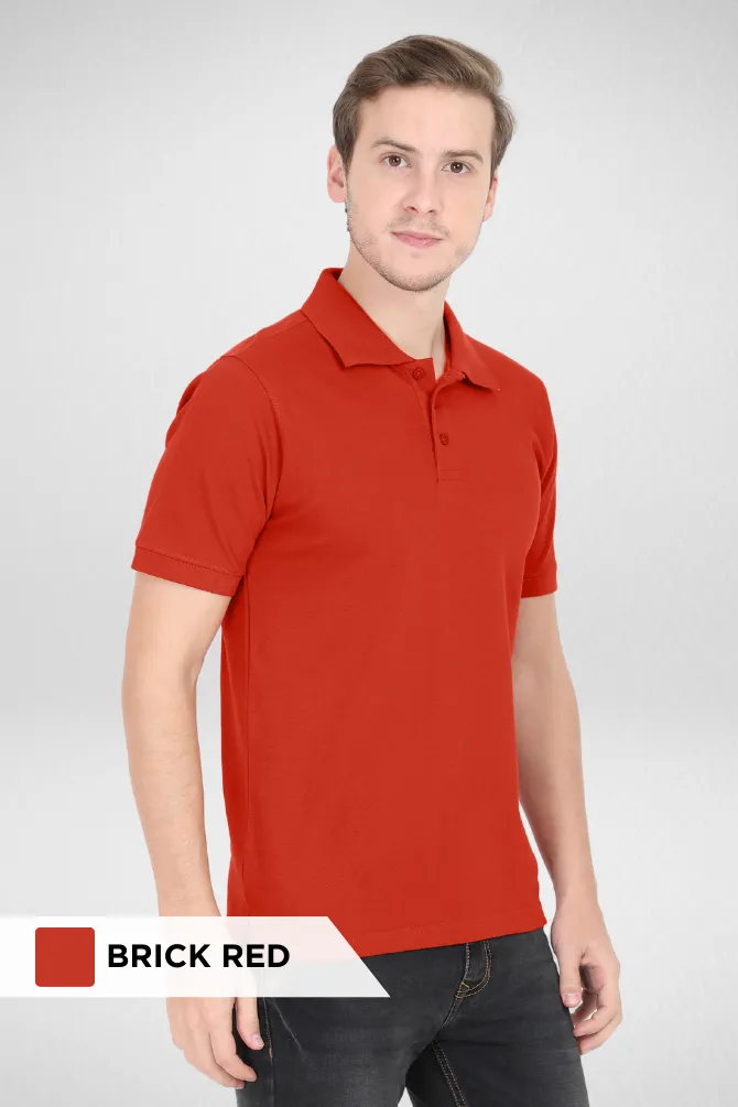 Black and Brick Red Polo T-Shirts Combo for Men