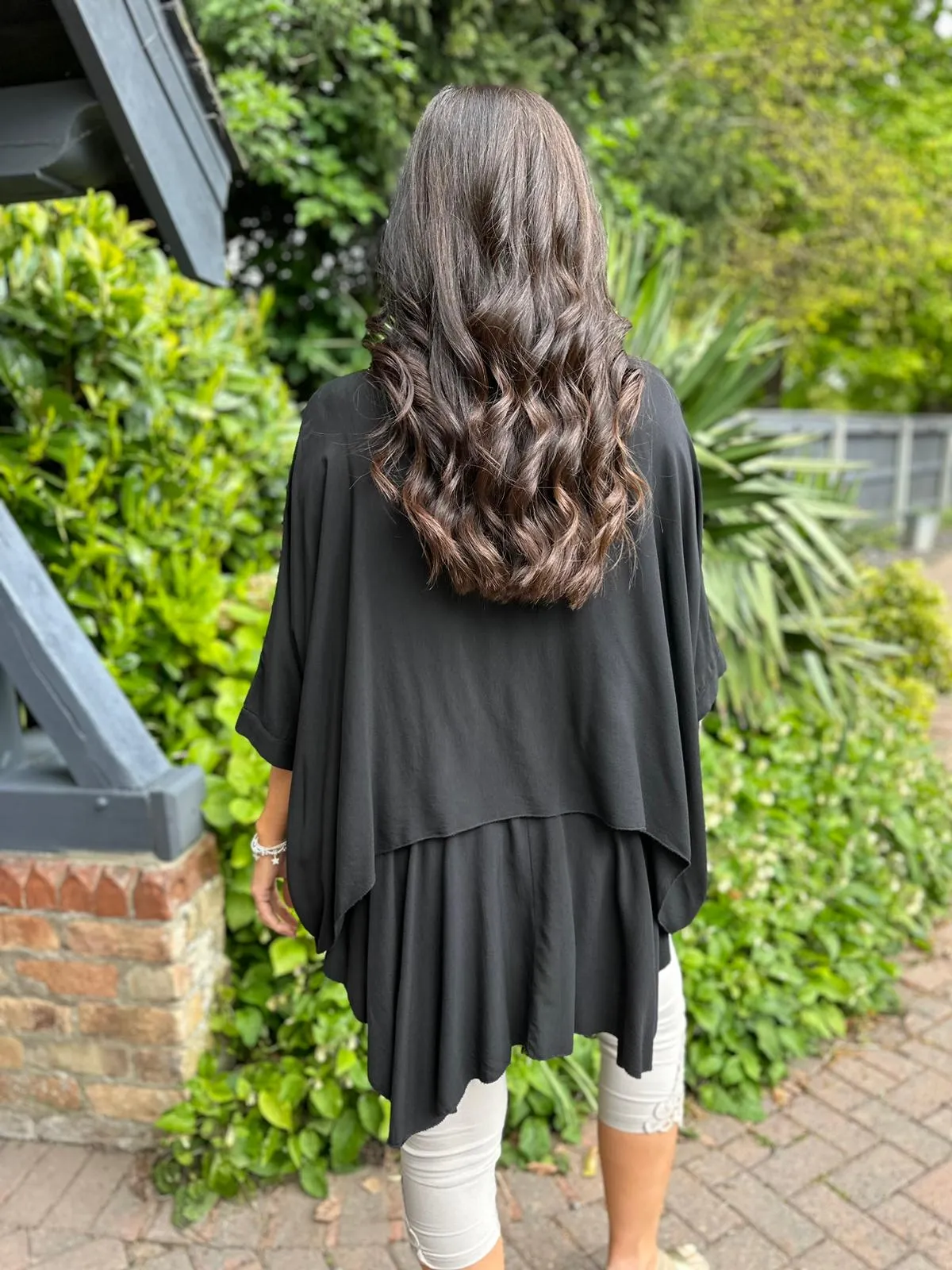 Black Layered Batwing Style Tunic Phoebe