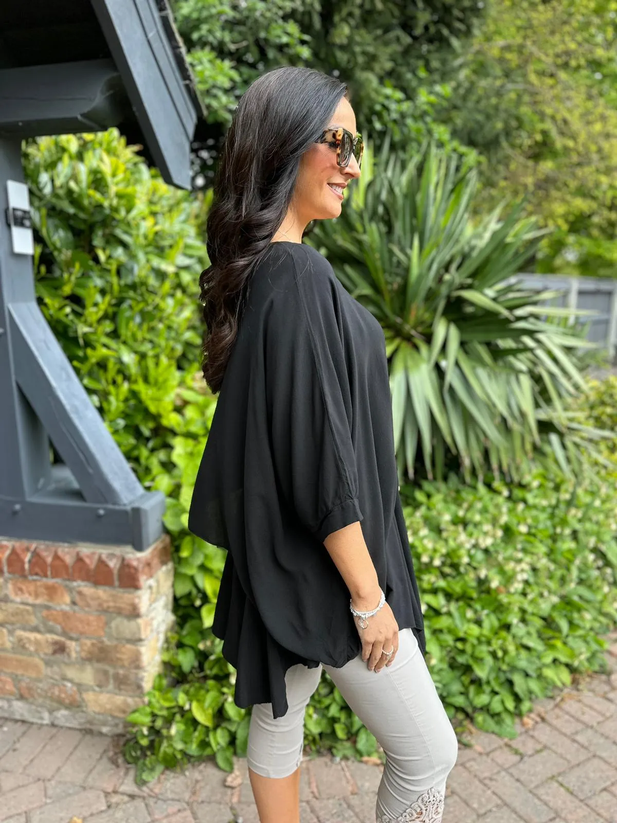 Black Layered Batwing Style Tunic Phoebe