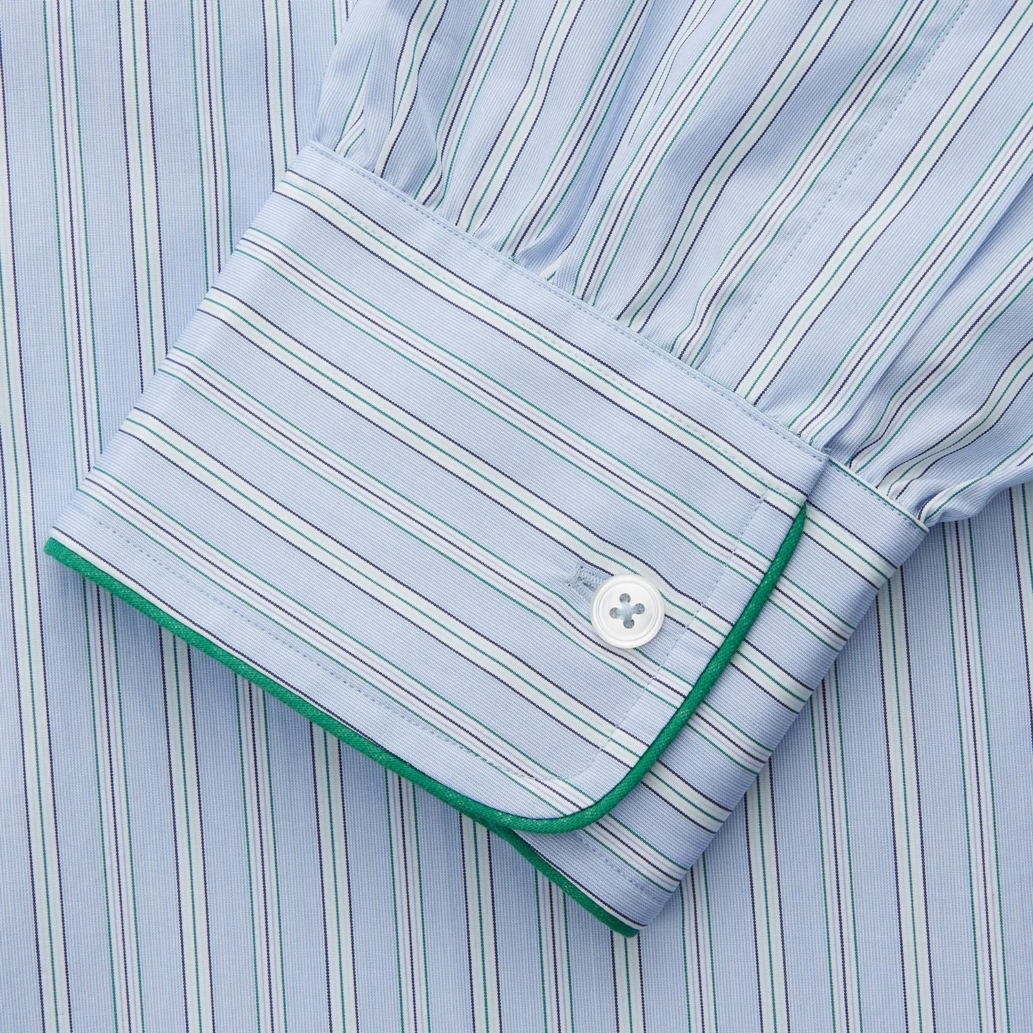 Blue and Green Stripe Poplin Cotton Nightshirt