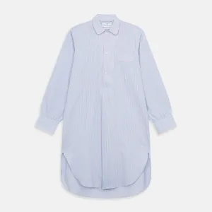 Blue and Pink Stripe Poplin Cotton Nightshirt