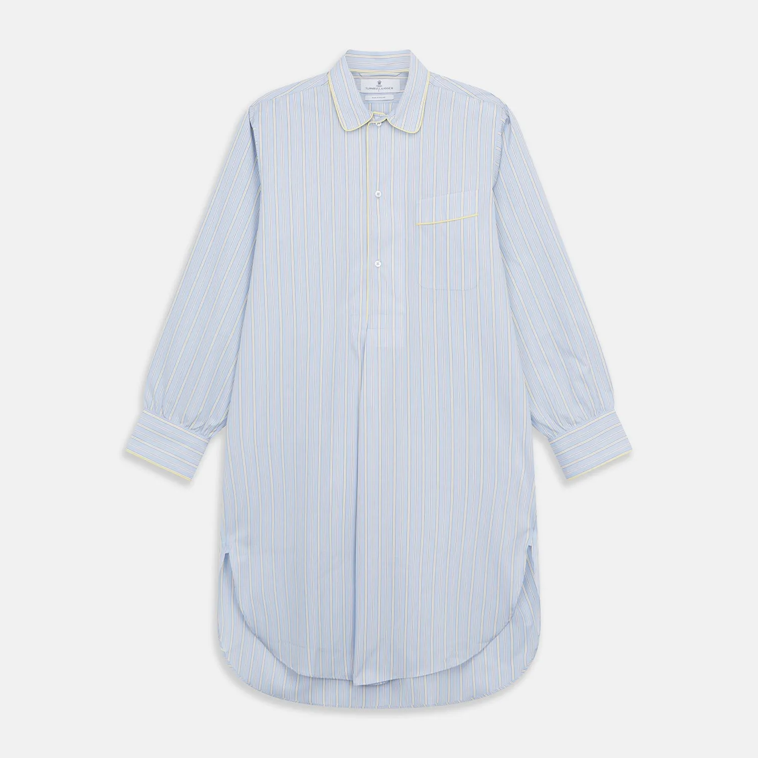 Blue and Yellow Stripe Poplin Cotton Nightshirt