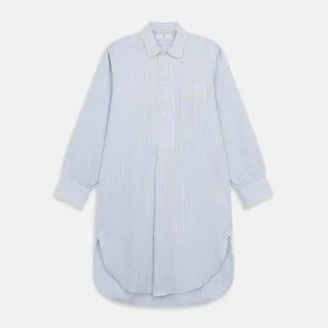 Blue and Yellow Stripe Poplin Cotton Nightshirt