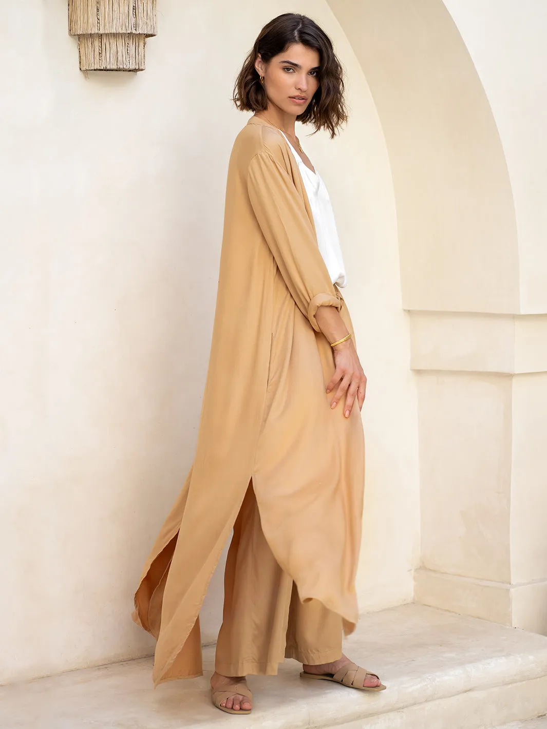 Ecovero™ Womens Shirt Dress in Elegant Camel Color