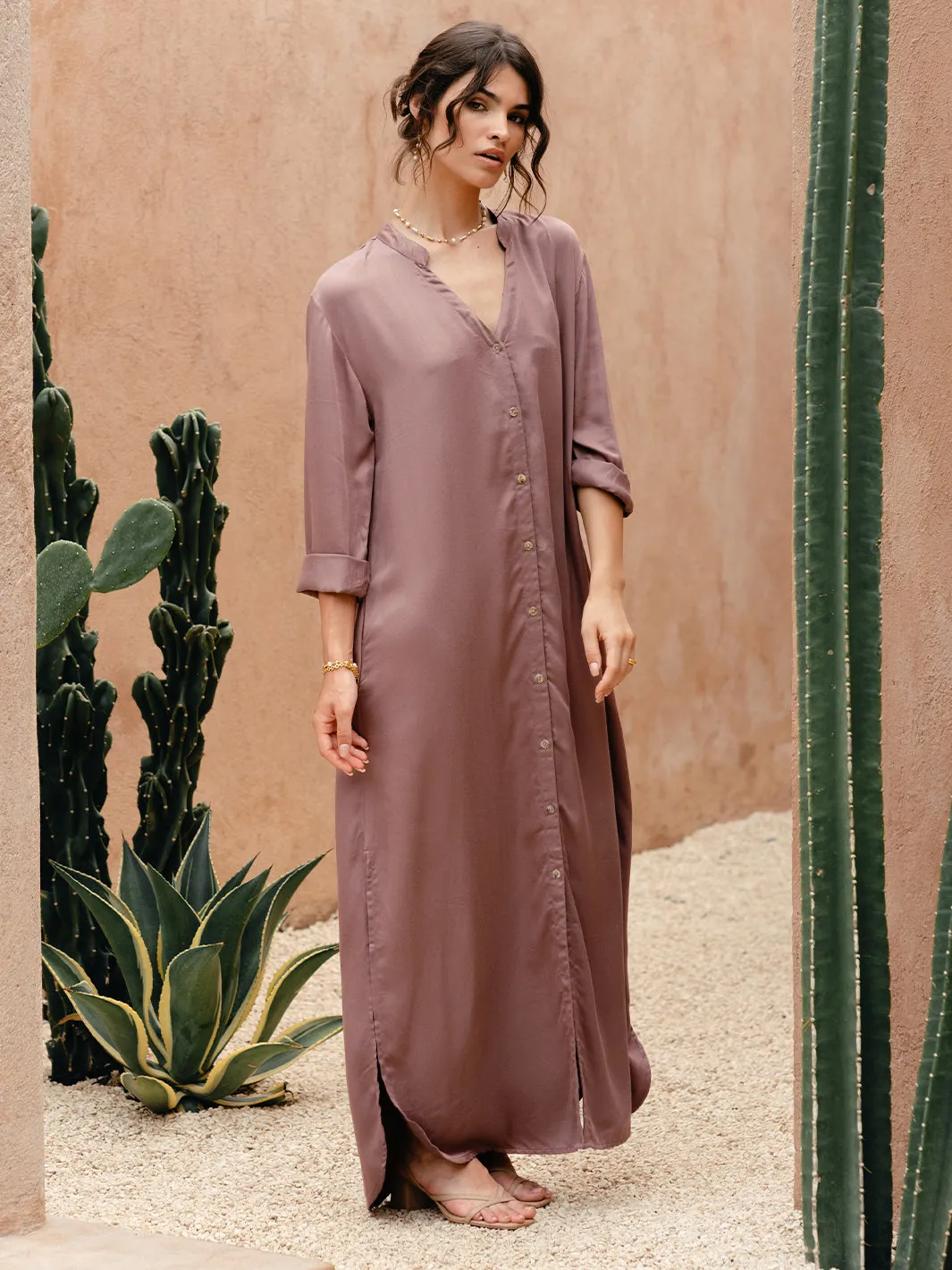 Carmel Ecovero™ Shirt Dress Plum