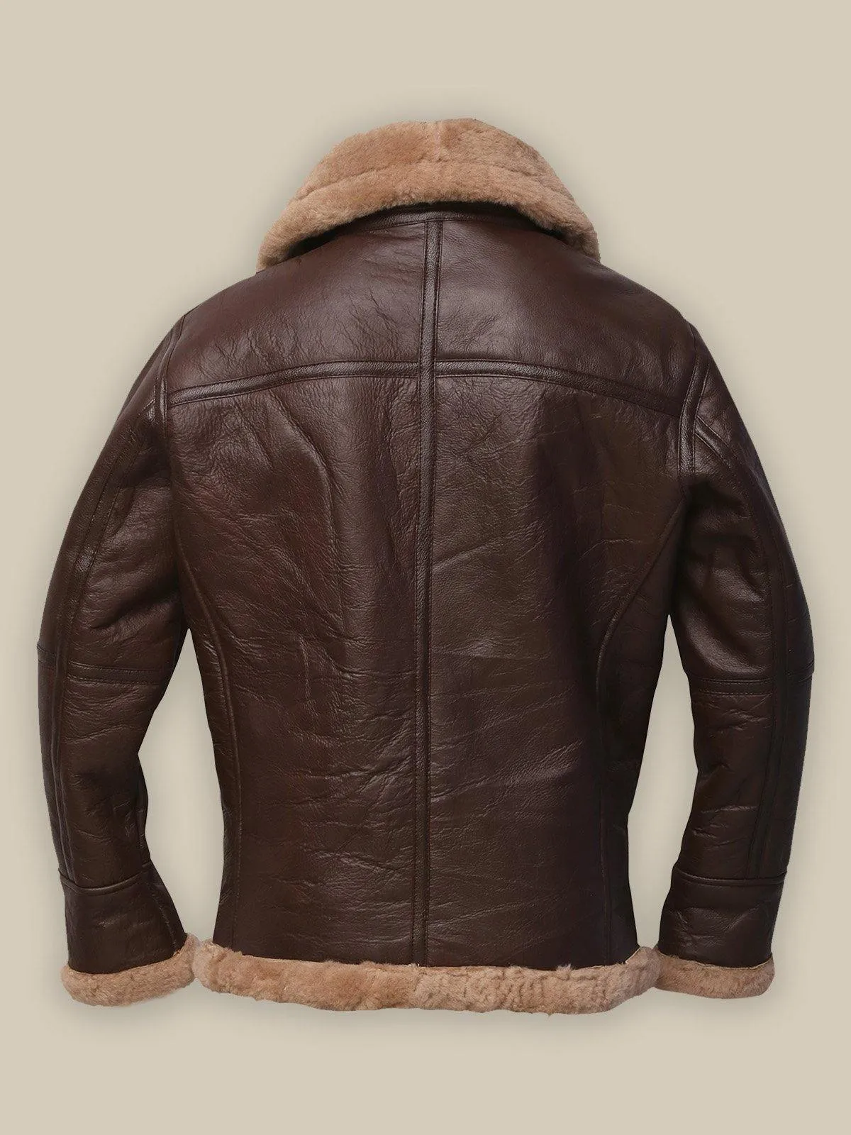 Classic Men's Brown Sheepskin Leather Jacket with Shearling Lining