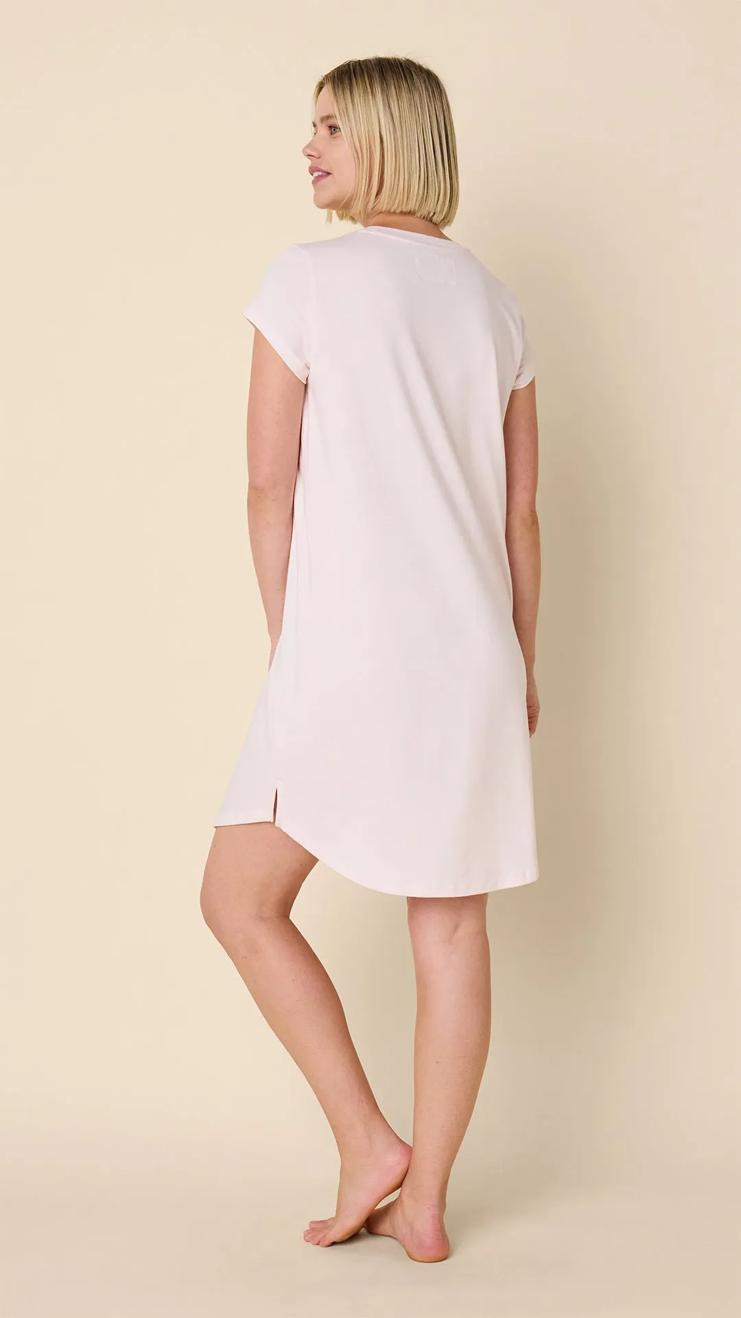 Classic Pima Knit Short-Sleeved Sleep Shirt - Pink Moment