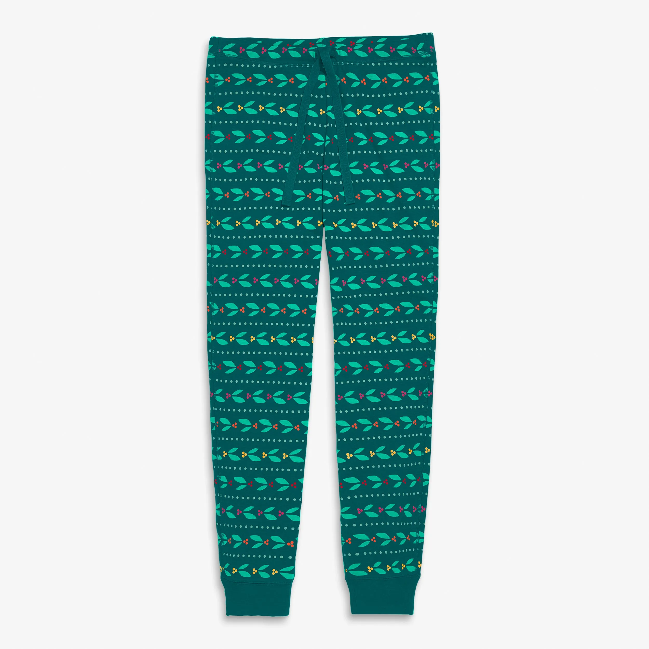 Clearance fit 2 grown-ups organic pj pant in holly berries