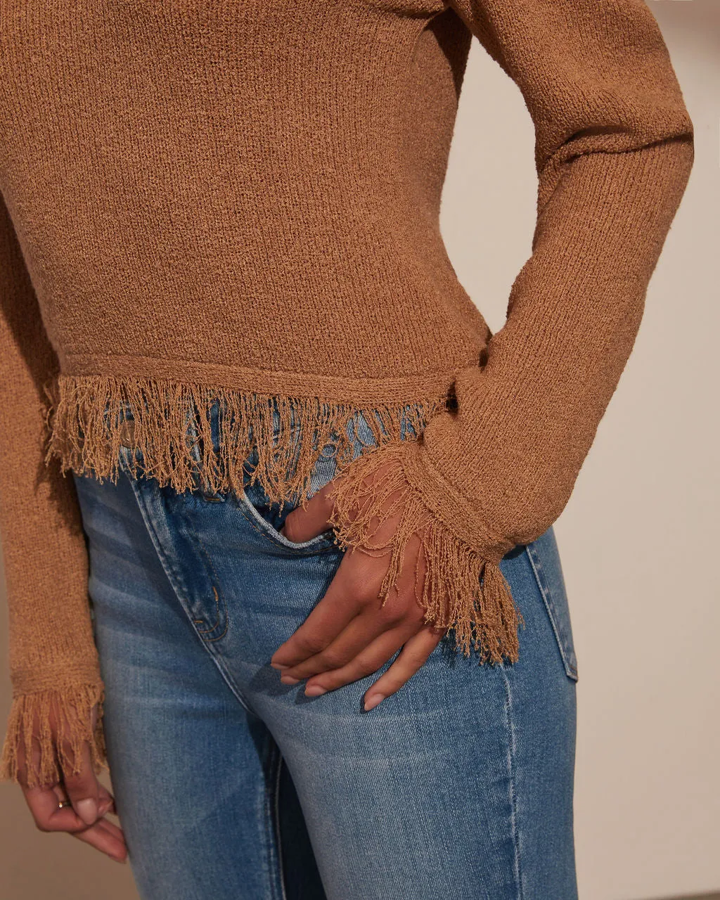 Coffee Chat Fringe Pullover Sweater