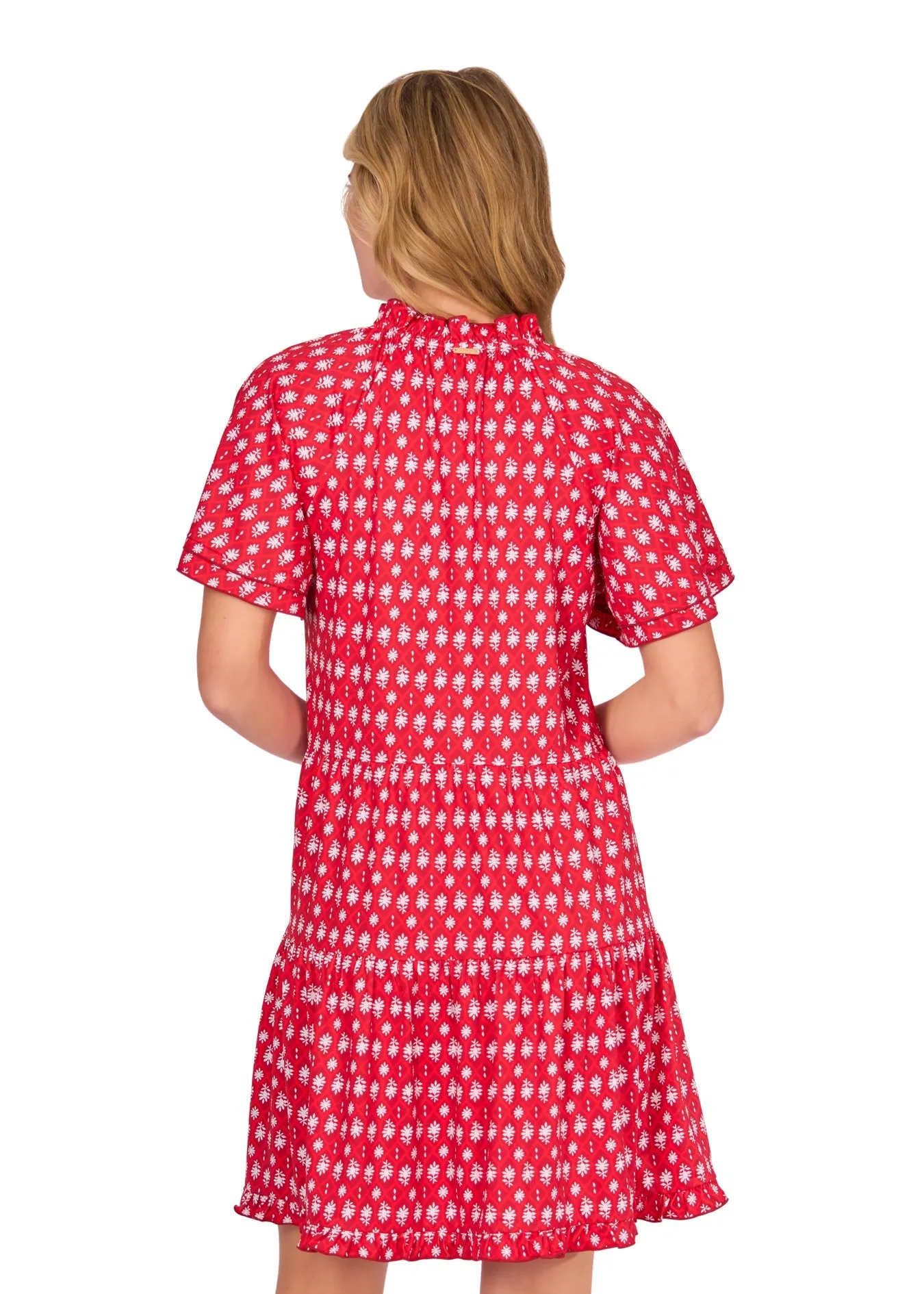 Crimson Game Day Short Sleeve Tiered Dress