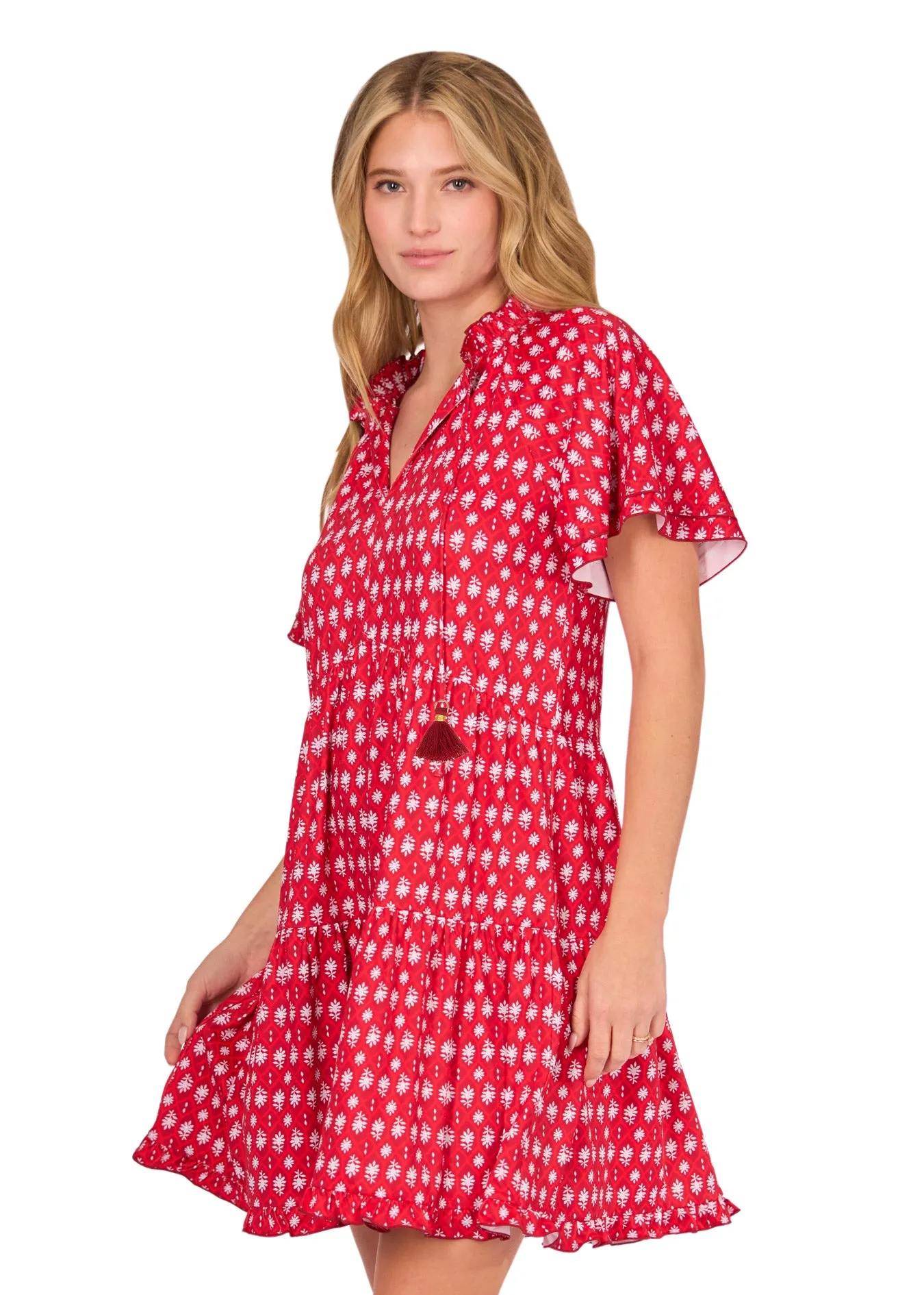 Crimson Game Day Short Sleeve Tiered Dress