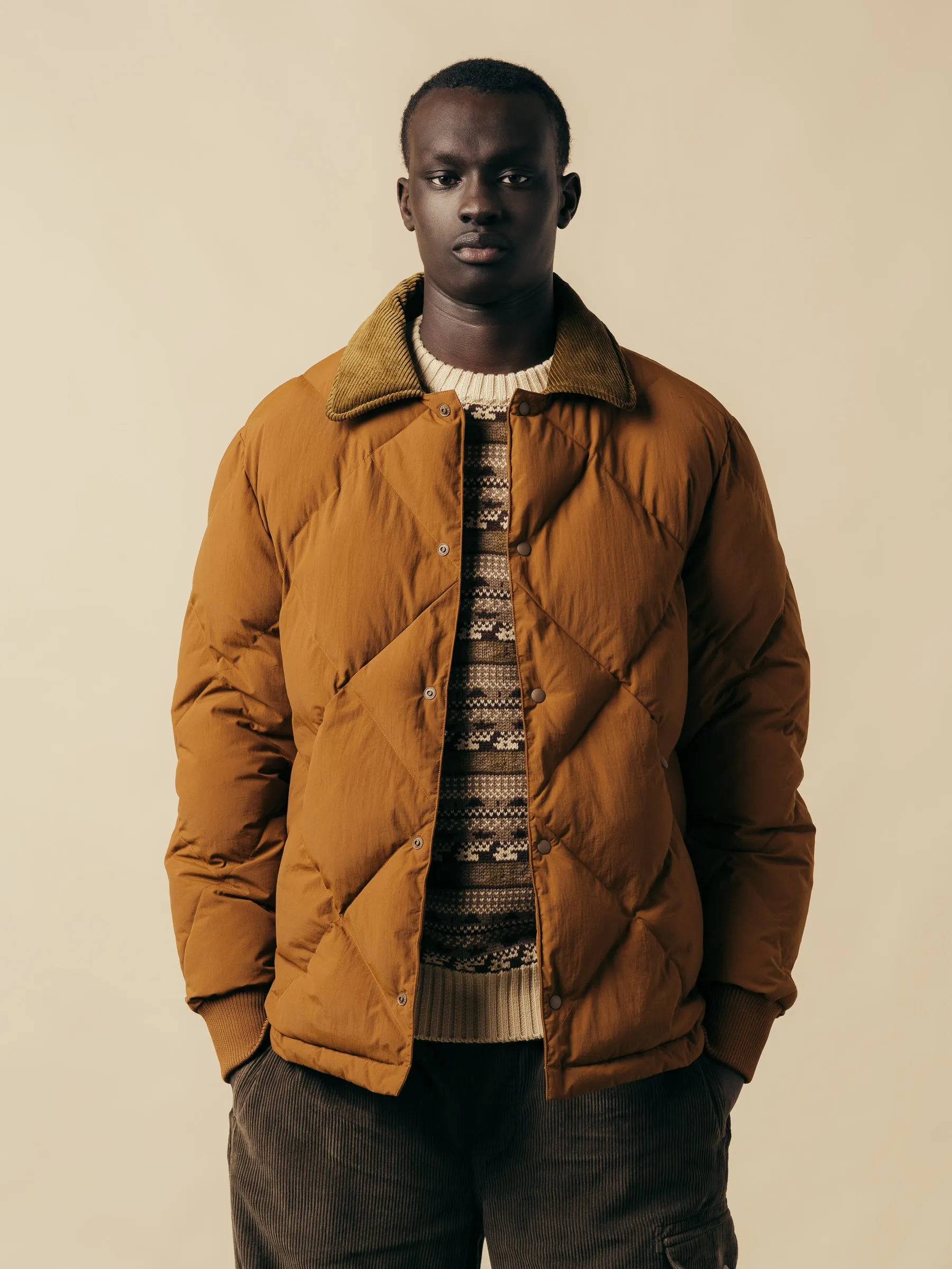 Dunbar Padded Jacket In Tobacco Recycled Nylon