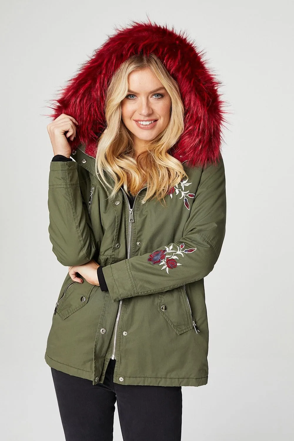 Embroidered Parka Jacket