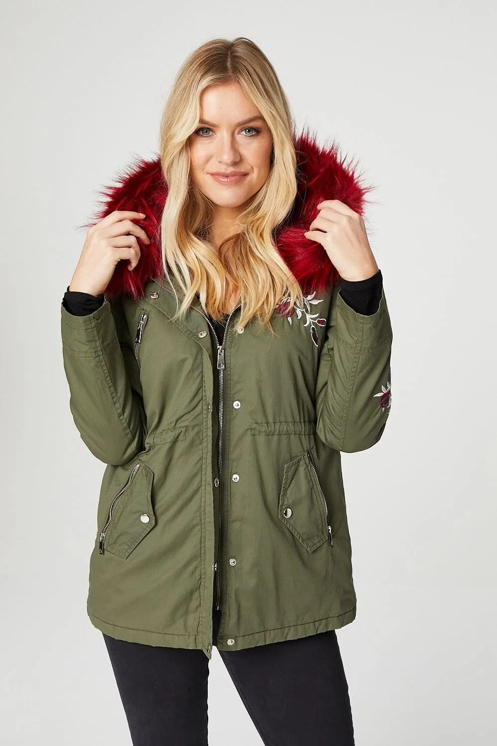 Embroidered Parka Jacket