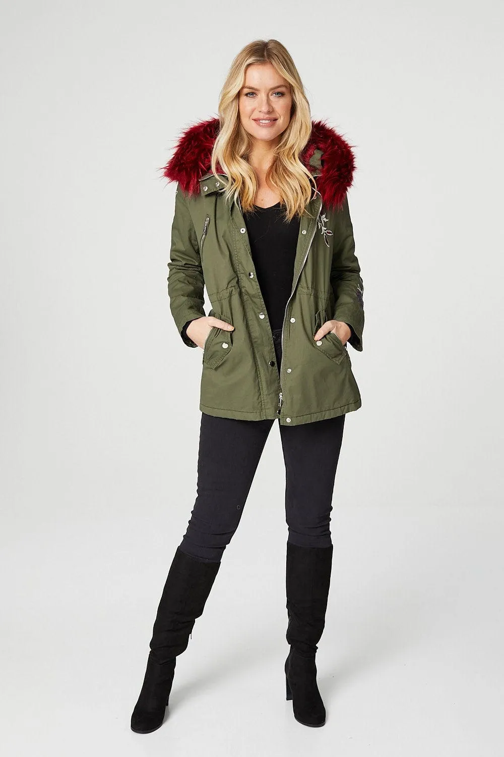 Embroidered Parka Jacket