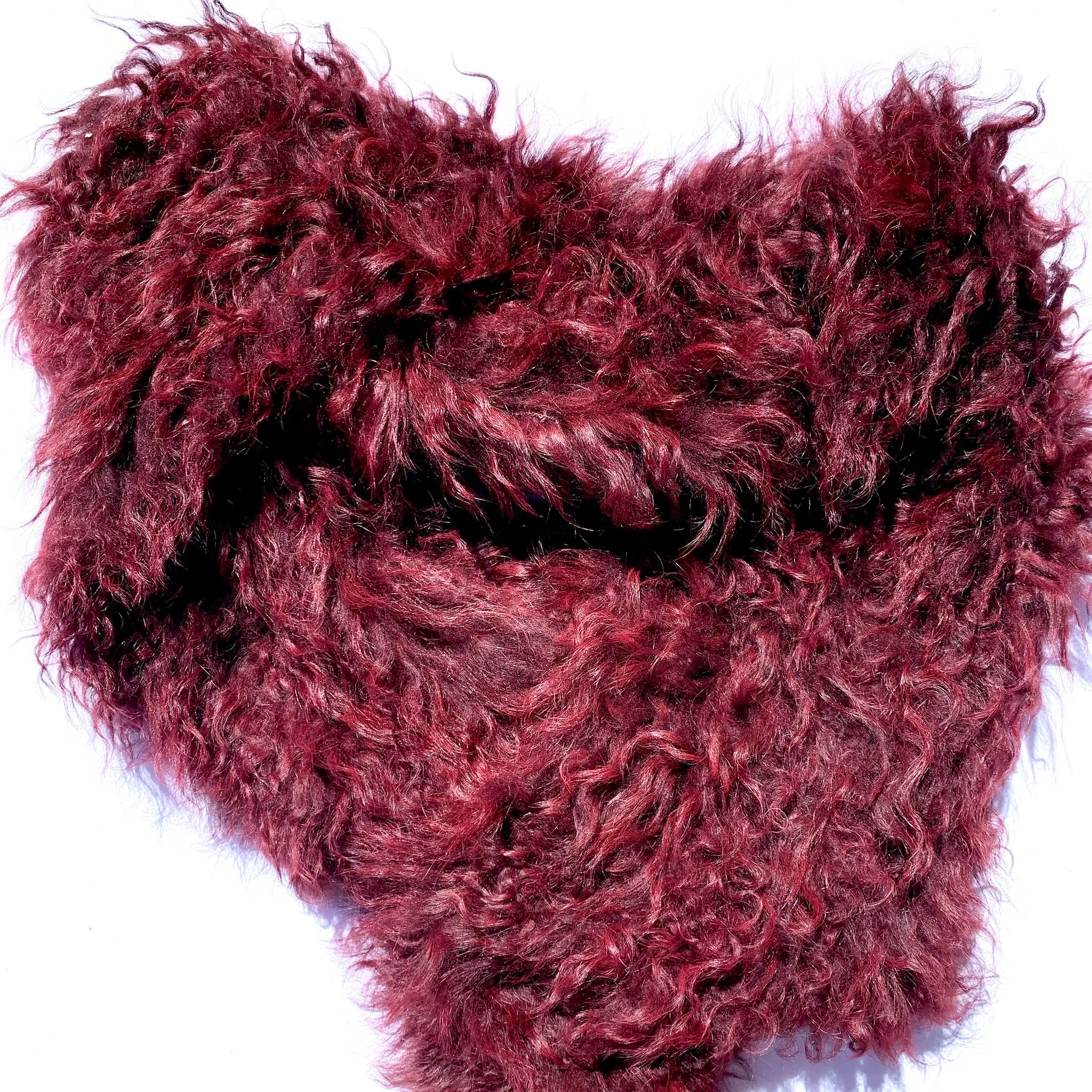 Follow MY Lead, Pure Mongolian Wool Knit Scarf, Claret