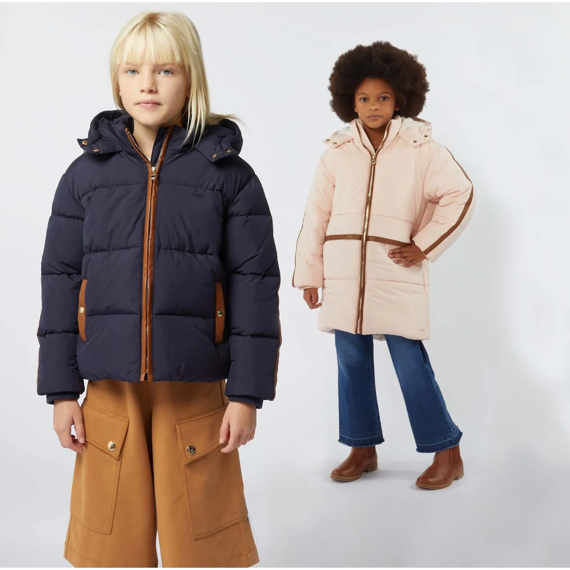 Girls Peach Puffer Coat