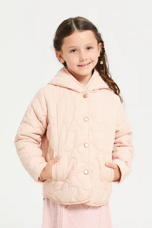 Girls Pink Embossed Jacket