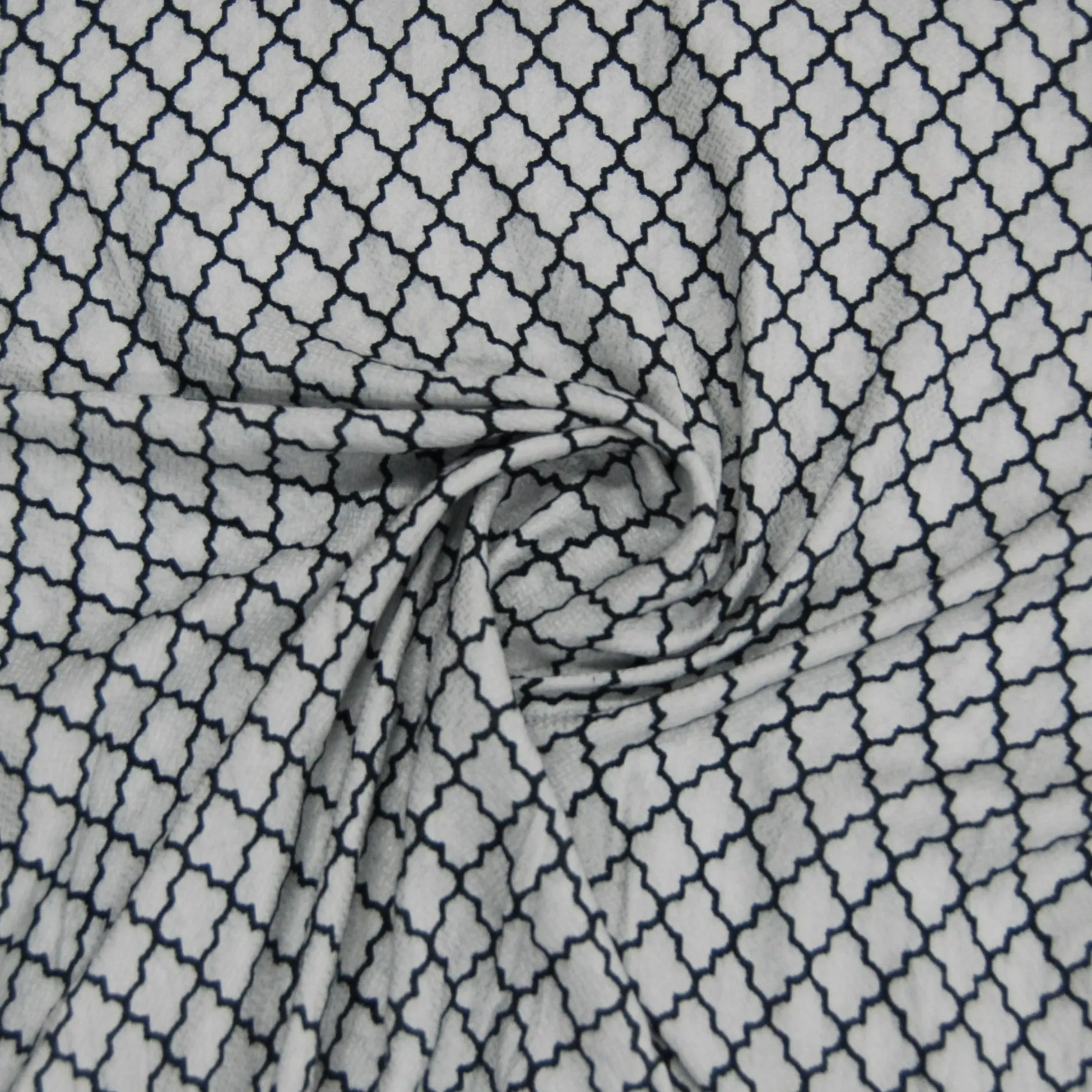 Grey Geometrical Print Viscose Dobby Fabric