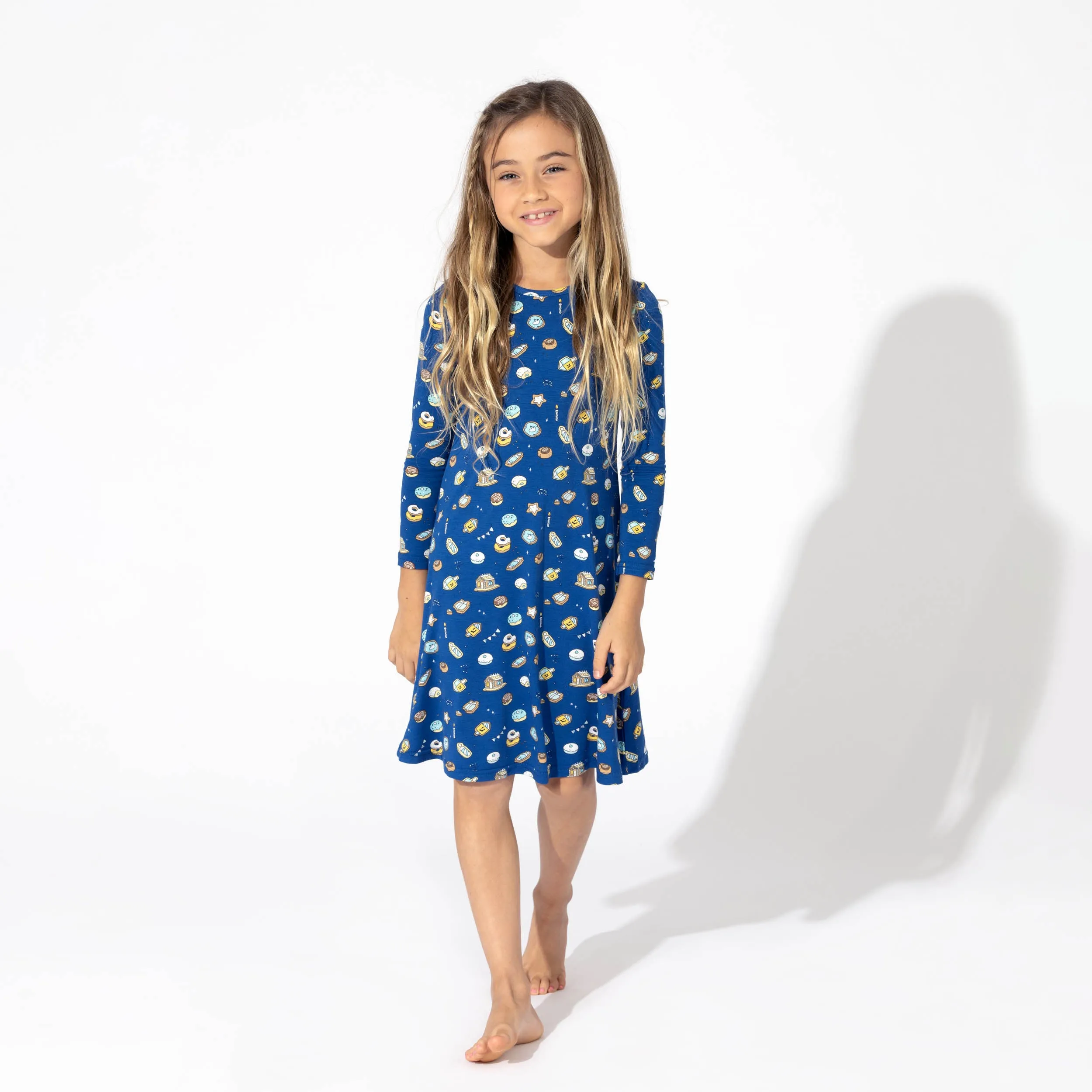 Hanukkah Cookies Bamboo Girls' Long Sleeve Dress