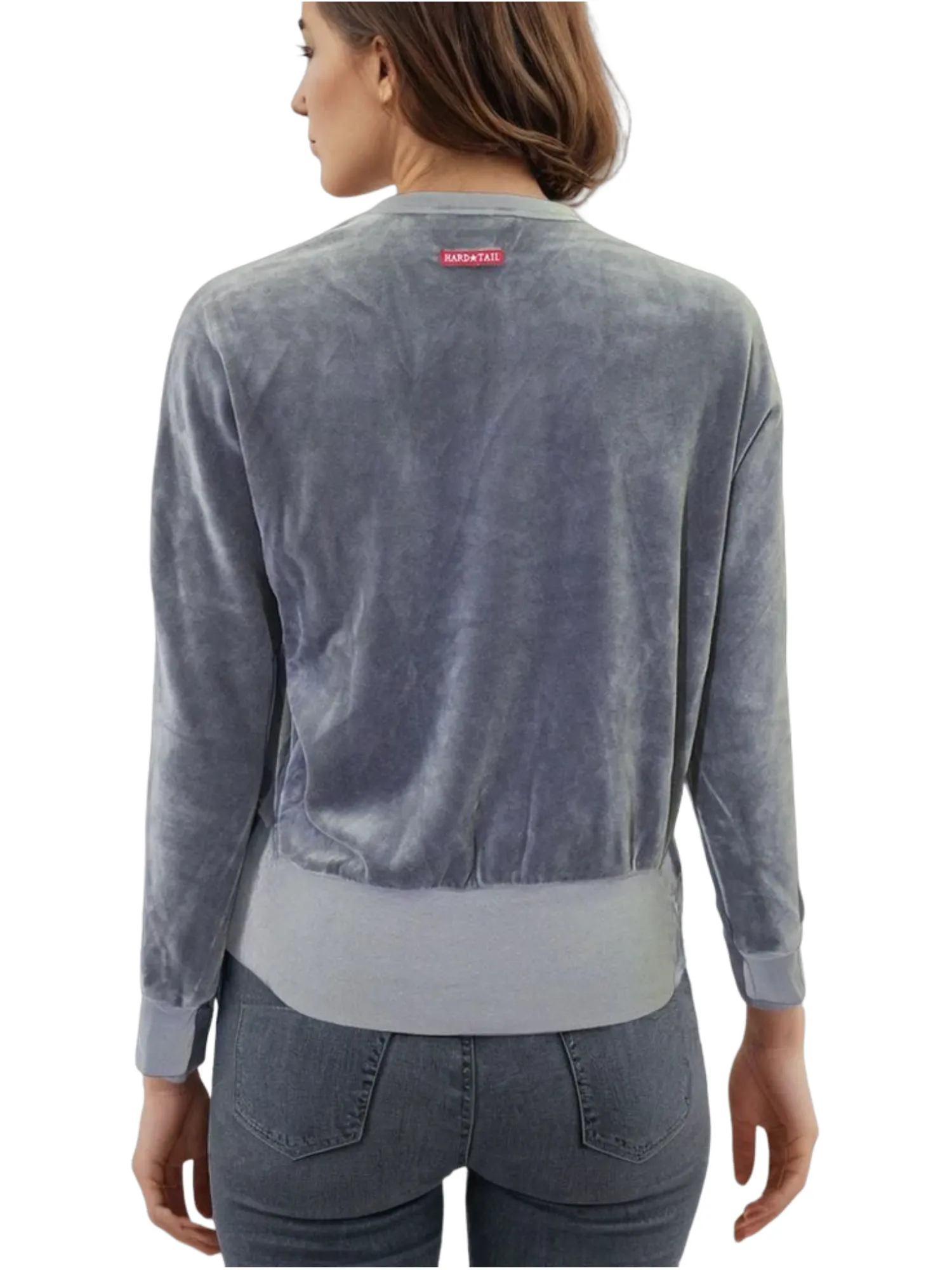 Hard Tail Velour Long Sleeve Banded Pullover Top (V-199)