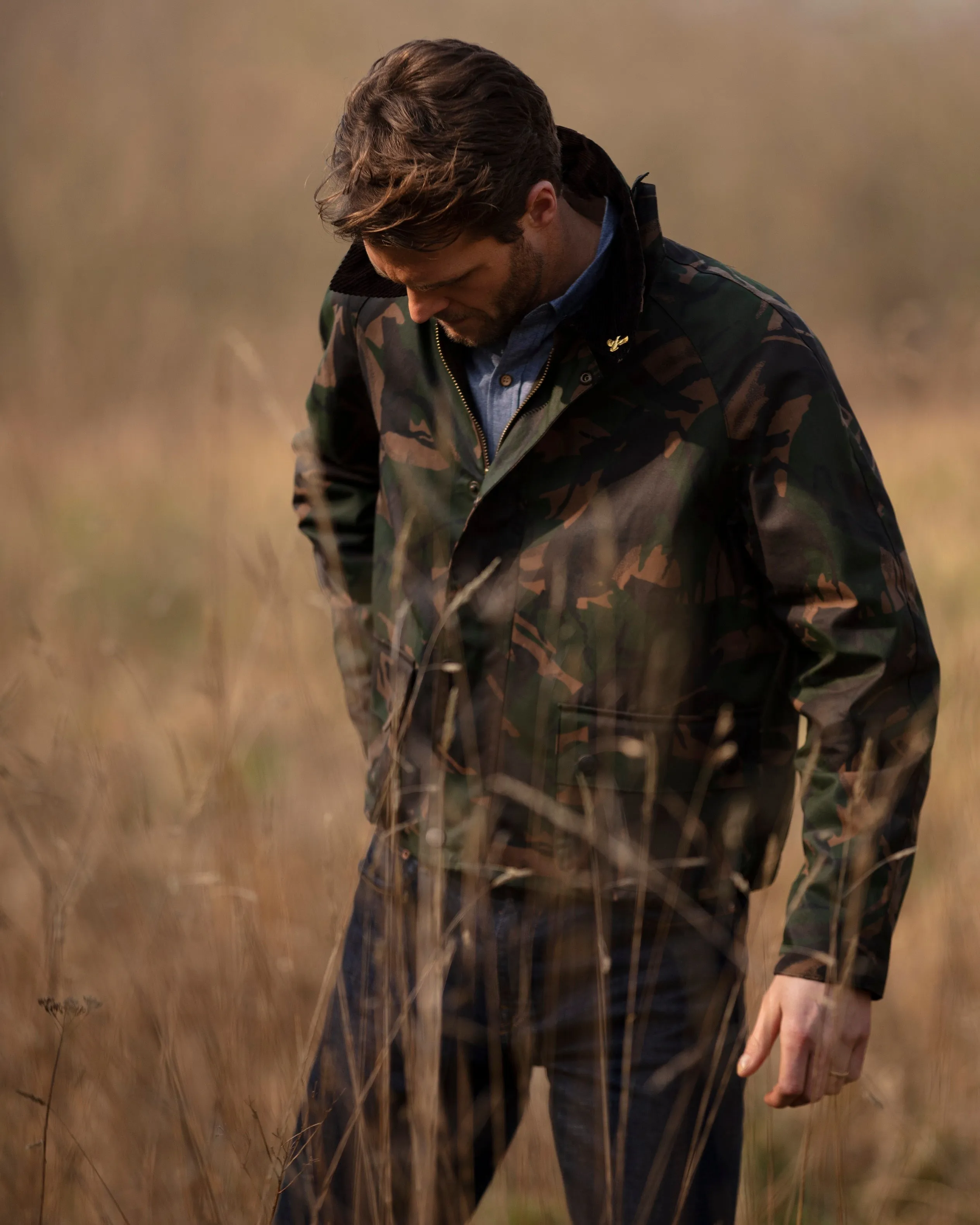 Landowner Short Wax Walking Jacket - Olive Camo