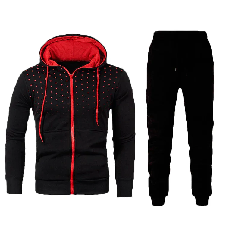 Men's Fall Winter Cardigan Hoodie Jacket Jogger Two Piece Set