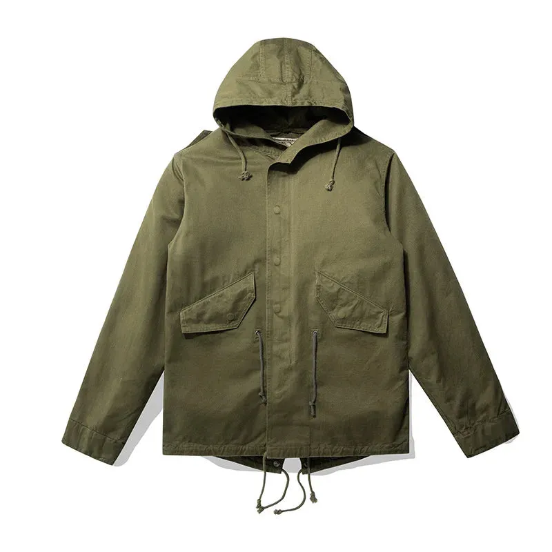 Men's M51 Hooded Windbreaker Military Style Liner Detachable 2 in 1 Trench