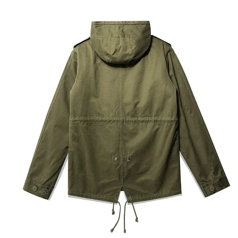 Men's M51 Hooded Windbreaker Military Style Liner Detachable 2 in 1 Trench