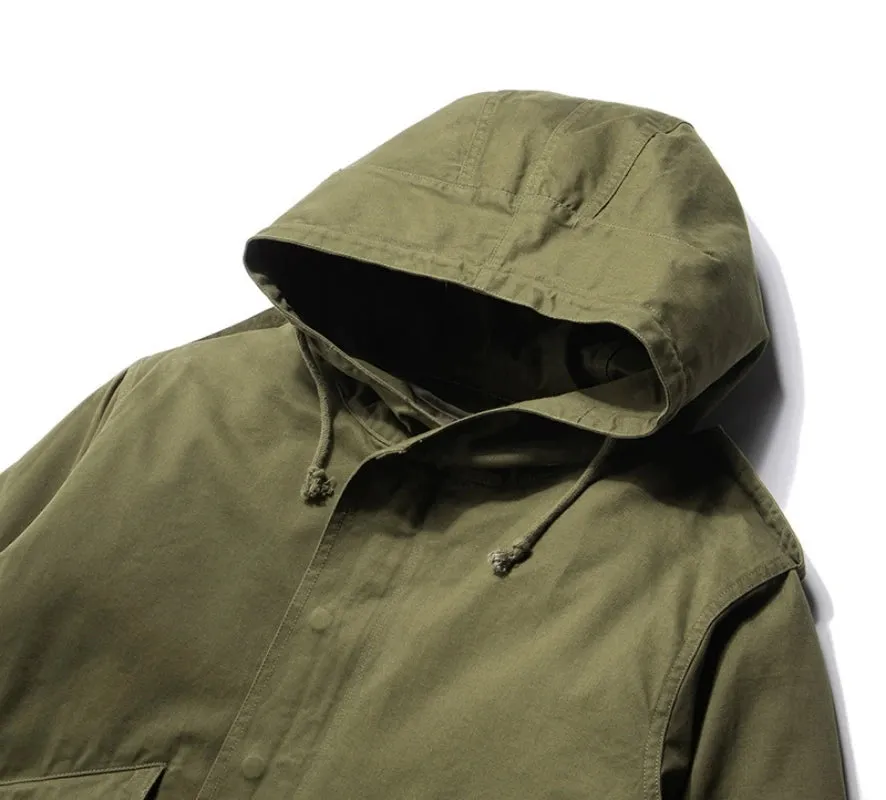 Men's M51 Hooded Windbreaker Military Style Liner Detachable 2 in 1 Trench