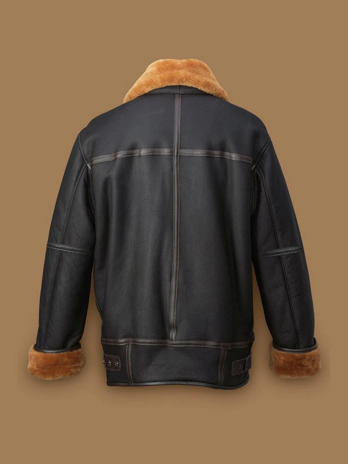 Men's Premium Black Aviation Shearling Leather Jacket